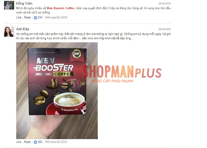 khách hàng đánh giá men booster coffee