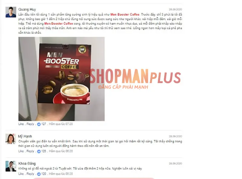 khách hàng review men booster coffee